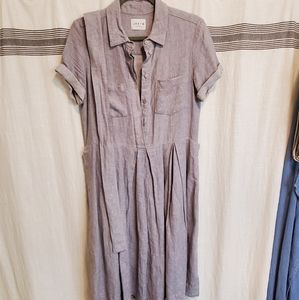 OffOn Button-up Linen Dress (Light Grey)